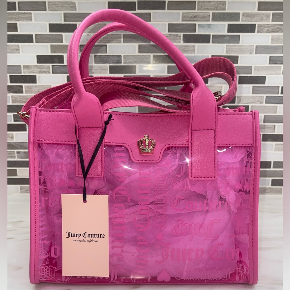 Juicy Couture Clear Beachin Small Tote Heart Juicy Pink